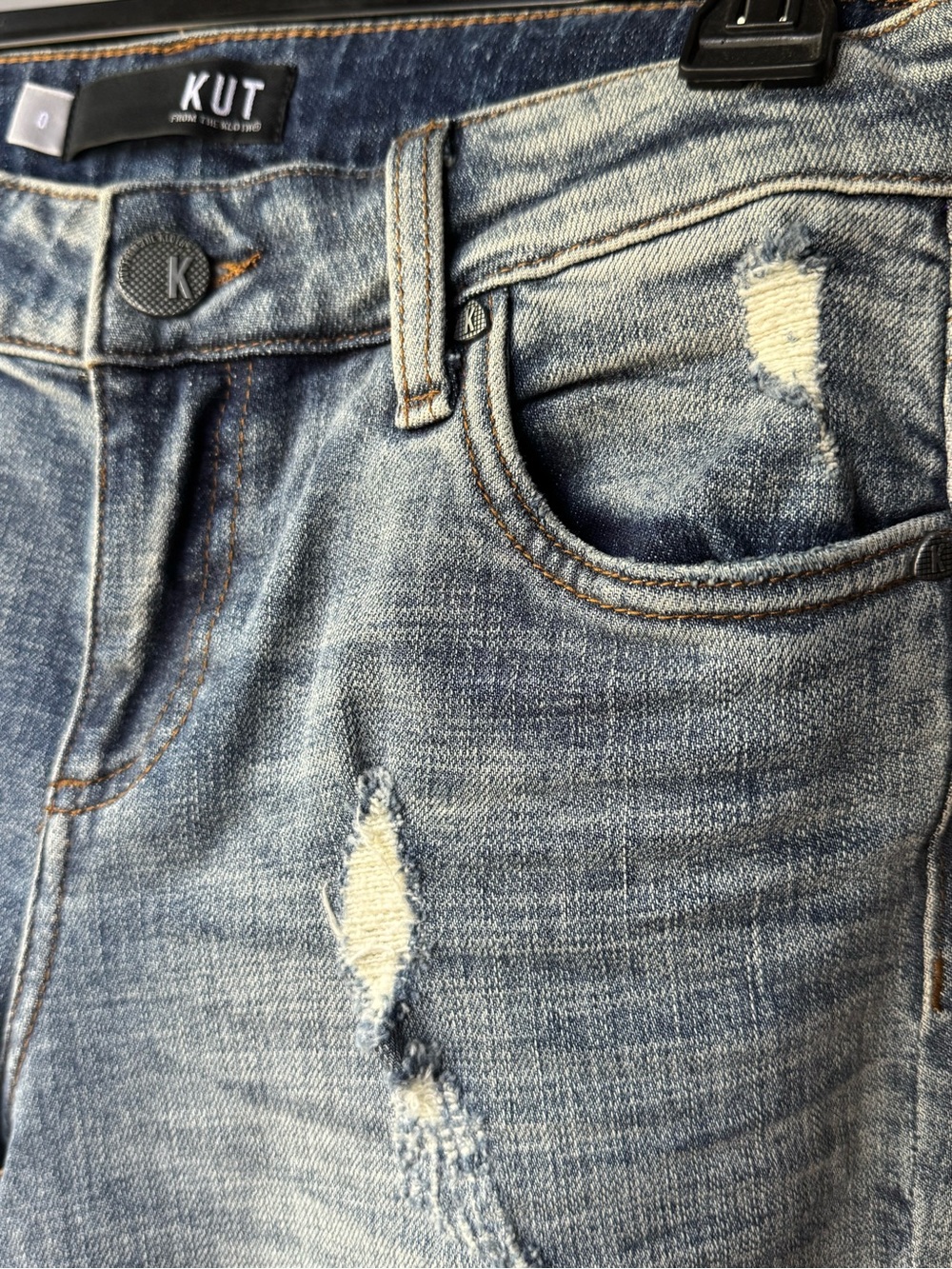 Kut from the Kloth Light Blue Distressed Catherine Boyfriend Women’s Jeans 0 - Picture 8 of 8